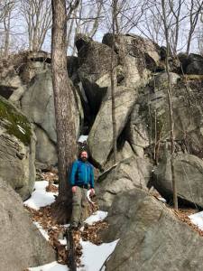 Linus outside the cave